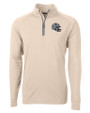 New England Patriots NFL Helmet Cutter & Buck Adapt Eco Knit Stretch Recycled Mens Quarter Zip Pullover Wheat Mannequin
