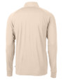 New England Patriots NFL Helmet Cutter & Buck Adapt Eco Knit Stretch Recycled Mens Quarter Zip Pullover Wheat Mannequin Back