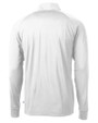 New England Patriots NFL Helmet Cutter & Buck Adapt Eco Knit Stretch Recycled Mens Quarter Zip Pullover White Mannequin Back