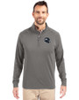 Seattle Seahawks NFL Helmet Cutter & Buck Adapt Eco Knit Stretch Recycled Mens Quarter Zip Pullover Elemental Grey Front