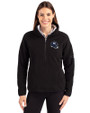 New York Giants NFL Helmet Cutter & Buck Cascade Eco Fleece Womens Pullover Jacket Black Front