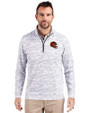 Cincinnati Bengals NFL Helmet Cutter & Buck Traverse Stretch Eco Camo Print Quarter Zip Mens Big and Tall Pullover Charcoal Front