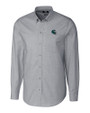 Philadelphia Eagles NFL Helmet Cutter & Buck Stretch Oxford Mens Long Sleeve Dress Shirt Charcoal Mannequin