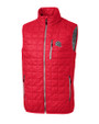 New England Patriots NFL Helmet Cutter & Buck Rainier Recycled Insulated Puffer Mens Big & Tall Full Zip Vest Red Mannequin