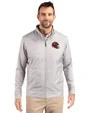 Kansas City Chiefs NFL Helmet Cutter & Buck Stealth Hybrid Quilted Mens Full Zip Windbreaker Jacket Polished Medium Gray Front