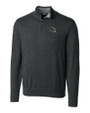 Baltimore Ravens NFL Helmet Cutter & Buck Lakemont Tri-Blend Mens Quarter Zip Pullover Sweater Charcoal Heather Mannequin