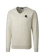 Denver Broncos NFL Helmet Cutter & Buck Lakemont Tri-Blend Mens V-Neck Pullover Sweater Oatmeal Heather Mannequin