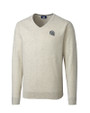 Las Vegas Raiders NFL Helmet Cutter & Buck Lakemont Tri-Blend Mens V-Neck Pullover Sweater Oatmeal Heather Mannequin