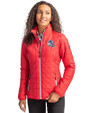 Buffalo Bills NFL Helmet Cutter & Buck Rainier PrimaLoft®  Womens Eco Insulated Full Zip Puffer Jacket Red Front