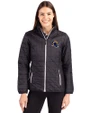 Los Angeles Rams NFL Helmet Cutter & Buck Rainier PrimaLoft®  Womens Eco Insulated Full Zip Puffer Jacket Black Front