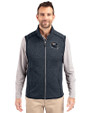 Denver Broncos NFL Helmet Cutter & Buck Mainsail Sweater-Knit Mens Full Zip Vest Liberty Navy Heather Front