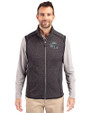 Las Vegas Raiders NFL Helmet Cutter & Buck Mainsail Sweater-Knit Mens Full Zip Vest Charcoal Heather Front