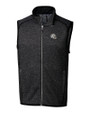 Los Angeles Chargers NFL Helmet Cutter & Buck Mainsail Sweater-Knit Mens Full Zip Vest Charcoal Heather Mannequin