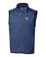 Los Angeles Chargers NFL Helmet Cutter & Buck Mainsail Sweater-Knit Mens Full Zip Vest Tour Blue Heather Mannequin