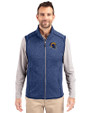 Los Angeles Rams NFL Helmet Cutter & Buck Mainsail Sweater-Knit Mens Full Zip Vest Tour Blue Heather Front