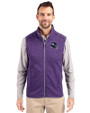 Minnesota Vikings NFL Helmet Cutter & Buck Mainsail Sweater-Knit Mens Full Zip Vest College Purple Heather Front