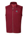 New England Patriots NFL Helmet Cutter & Buck Mainsail Sweater-Knit Mens Full Zip Vest Cardinal Red Heather Mannequin