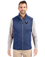 New York Giants NFL Helmet Cutter & Buck Mainsail Sweater-Knit Mens Full Zip Vest Tour Blue Heather Front