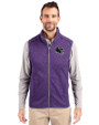 Baltimore Ravens NFL Helmet Cutter & Buck Mainsail Sweater-Knit Mens Full Zip Vest College Purple Heather Front