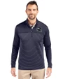 Seattle Seahawks NFL Helmet Cutter & Buck Traverse Recycled Smooth Stretch Mens Big & Tall Stripe Quarter Zip Pullover Liberty Navy Front