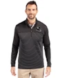 Pittsburgh Steelers NFL Helmet Cutter & Buck Traverse Stretch Eco Stripe Quarter Zip Mens Big and Tall Pullover Black Front