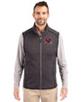 Kansas City Chiefs NFL Helmet Cutter & Buck Mainsail Sweater-Knit Mens Big and Tall Full Zip Vest Charcoal Heather Front