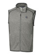 New England Patriots NFL Helmet Cutter & Buck Mainsail Sweater-Knit Mens Big & Tall Full Zip Vest Polished Heather Mannequin