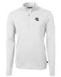 New England Patriots NFL Helmet Cutter & Buck Virtue Eco Pique Recycled Quarter Zip Mens Pullover White Mannequin