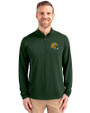Green Bay Packers NFL Helmet Cutter & Buck Virtue Eco Pique Recycled Quarter Zip Mens Pullover Hunter Green Front
