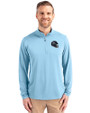 Tennessee Titans NFL Helmet Cutter & Buck Virtue Eco Pique Recycled Quarter Zip Mens Pullover Atlas Light Blue Front