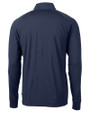 New England Patriots NFL Helmet Cutter & Buck Adapt Eco Knit Stretch Recycled Mens Big and Tall Quarter Zip Pullover Navy Blue Mannequin Back