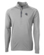 New England Patriots NFL Helmet Cutter & Buck Adapt Eco Knit Stretch Recycled Mens Big and Tall Quarter Zip Pullover Polished Medium Gray Mannequin