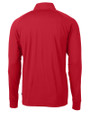 New England Patriots NFL Helmet Cutter & Buck Adapt Eco Knit Stretch Recycled Mens Big and Tall Quarter Zip Pullover Red Mannequin Back