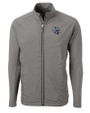 New England Patriots NFL Helmet Cutter & Buck Adapt Eco Knit Hybrid Recycled Mens Big & Tall Full Zip Jacket Elemental Grey Mannequin
