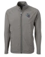 New England Patriots NFL Helmet Cutter & Buck Adapt Recycled Soft Knit Stretch Mens Big & Tall Hybrid Full Zip Jacket Elemental Grey Mannequin