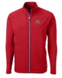 New England Patriots NFL Helmet Cutter & Buck Adapt Recycled Soft Knit Stretch Mens Big & Tall Hybrid Full Zip Jacket Red Mannequin
