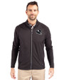 Pittsburgh Steelers NFL Helmet Cutter & Buck Adapt Eco Knit Hybrid Recycled Mens Big & Tall Full Zip Jacket Black Front
