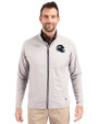 Seattle Seahawks NFL Helmet Cutter & Buck Adapt Eco Knit Hybrid Recycled Mens Big & Tall Full Zip Jacket Polished Medium Gray Front