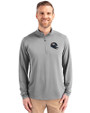 Denver Broncos NFL Helmet Cutter & Buck Virtue Eco Pique Recycled Quarter Zip Mens Big & Tall Pullover Polished Medium Gray Front
