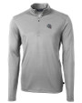 New England Patriots NFL Helmet Cutter & Buck Virtue Eco Pique Recycled Quarter Zip Mens Big & Tall Pullover Polished Medium Gray Mannequin