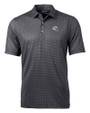 Miami Dolphins NFL Helmet Cutter & Buck Pike Banner Print Stretch Mens Big & Tall Polo Black Mannequin