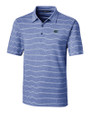 Florida Gators Cutter & Buck Forge Epic Confidence Recycled Heathered Stripe Stretch Mens Polo Tour Blue Mannequin