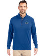 Florida Gators Cutter & Buck Adapt Eco Knit Stretch Recycled Mens Big and Tall Quarter Zip Pullover Tour Blue Front