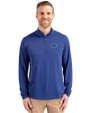 Florida Gators Cutter & Buck Virtue Eco Pique Recycled Quarter Zip Mens Big & Tall Pullover Tour Blue Front