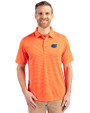 Florida Gators Cutter & Buck Forge Pencil Stripe Stretch Mens Polo College Orange Front
