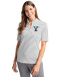 Yale Bulldogs Cutter & Buck Virtue Eco Pique Stripe Recycled Womens Top Polished Medium Gray Front