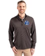 Air Force Falcons College Vault Cutter & Buck Virtue Recycled Micro Stripe Featherlight Pique Mens Big & Tall Quarter Zip Pullover Black/Elemental Grey Front