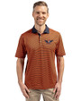 Auburn Tigers College Vault Cutter & Buck Virtue Recycled Micro Stripe Featherlight Pique Mens Polo College Orange/Navy Blue Front