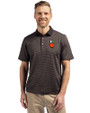 UCF Knights College Vault Cutter & Buck Virtue Eco Pique Micro Stripe Recycled Mens Polo Black/Elemental Grey Front
