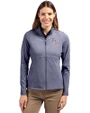 Tampa Bay Rays Stars & Stripes Cutter & Buck Adapt Eco Knit Heather Recycled Womens Full Zip Navy Blue Heather Front